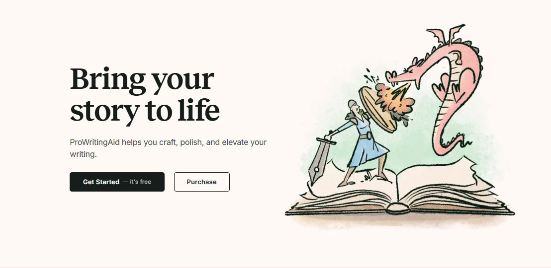 ProWritingAid interface illustration promoting clarity and style in writing — useful AI tool for small businesses.