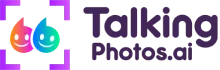 TalkingPhotos.ai logo with colorful chat icons representing AI-powered talking photos