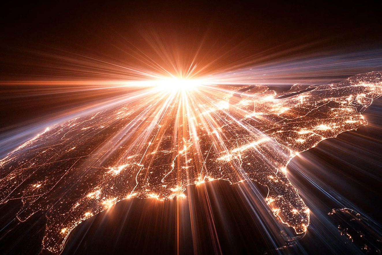 AI-powered light visualization across the United States map