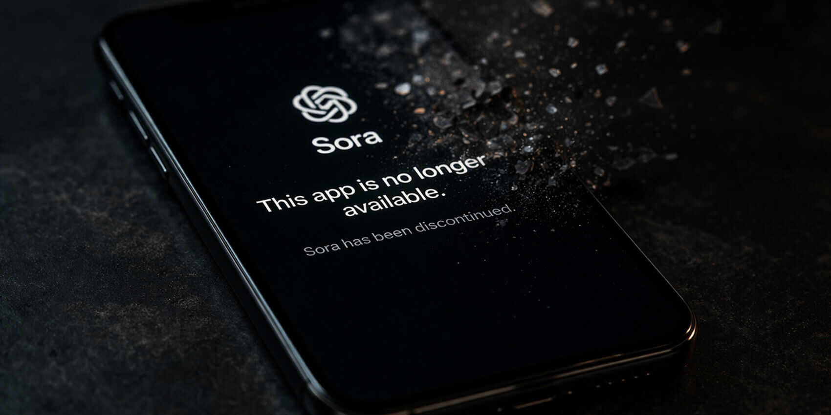 Sora AI shutdown concept showing app no longer available on screen