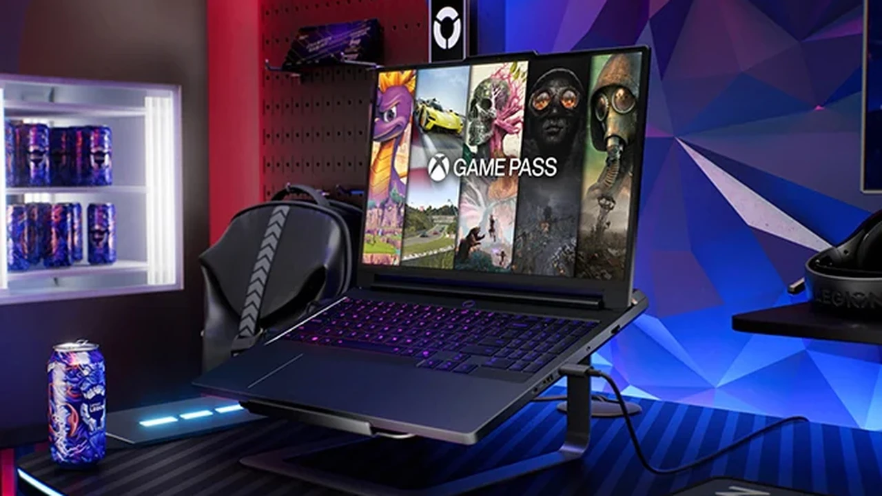 Lenovo Legion Pro 7i Gen 10 RTX 5090 gaming laptop on a cooling stand