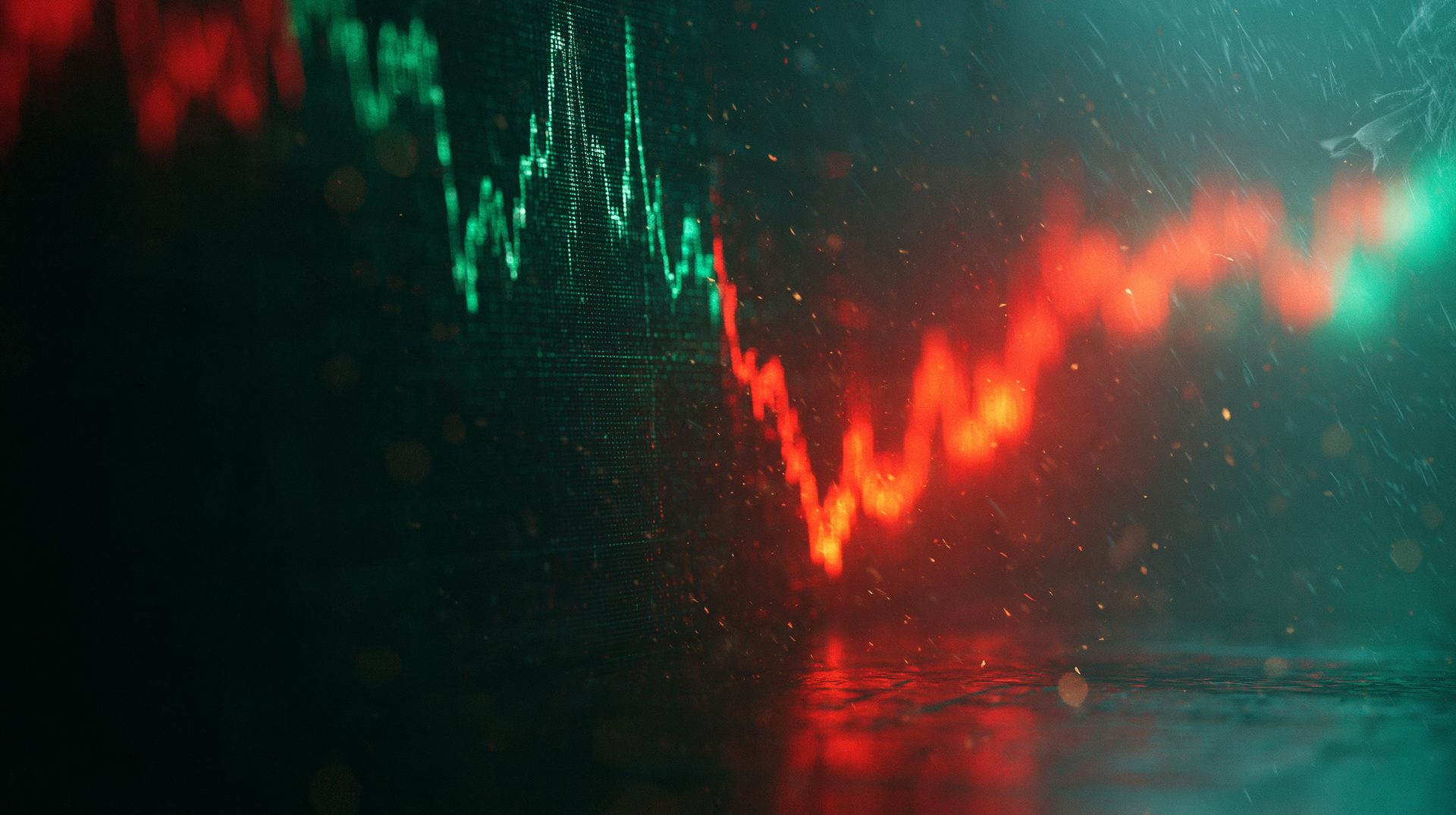 nifty ai selloff concept: a market chart turning from green to red on a dark trading screen