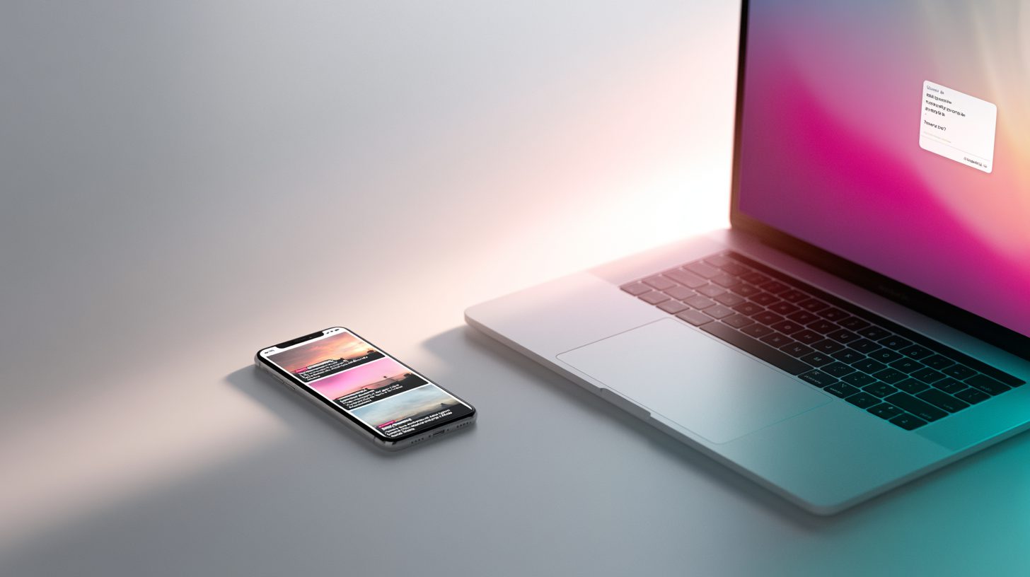 Turn long videos into short clips with OpusClip, shown on a phone beside a laptop AI chat