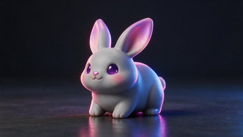 3D printed rabbit figurine render for the 3D Model Maker review