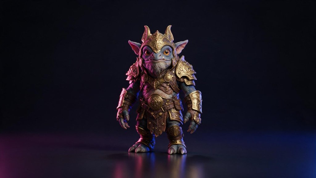 Detailed textured 3D character render for the Meshy AI review