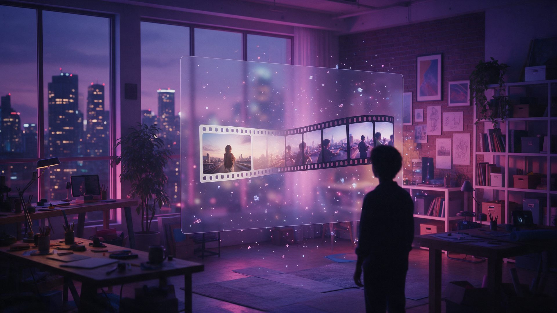 Dreamina AI review: a creator watching a still photo turn into video frames on a floating screen