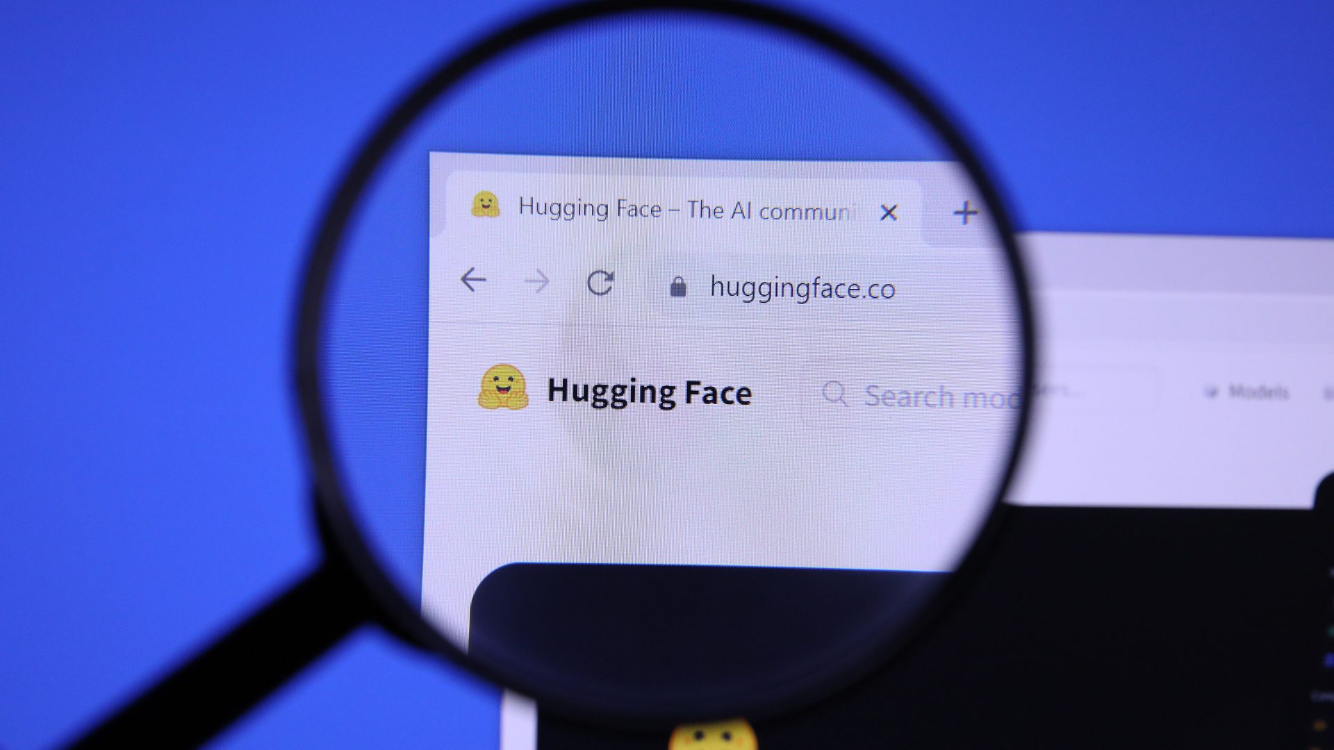 Laya AI model on Hugging Face: the Hugging Face site under a magnifying glass, where Convai hosts the open weights