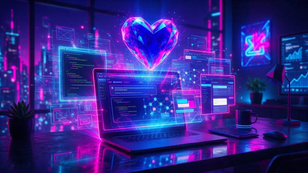 lovable review: AI app builder concept, a laptop turning a chat prompt into a live web app