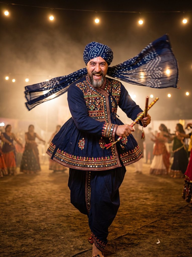 The dandiya raas action shot