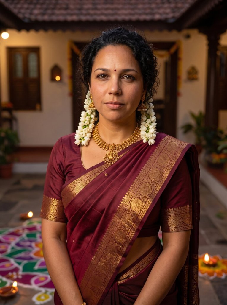 The nine-colour saree portrait