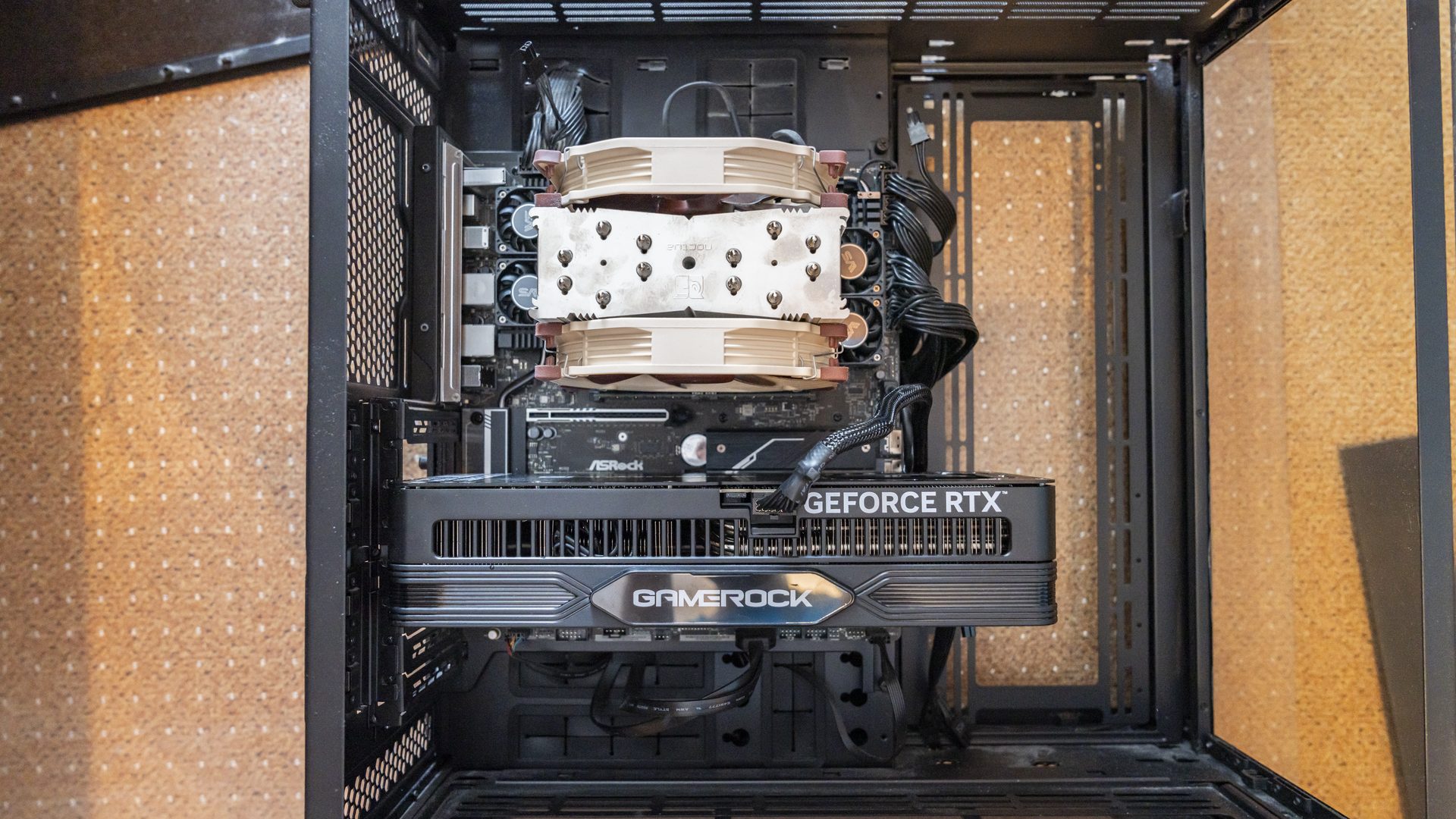 Perplexity Portable Computer needs a GeForce RTX card: an RTX 5090 installed inside an open PC case