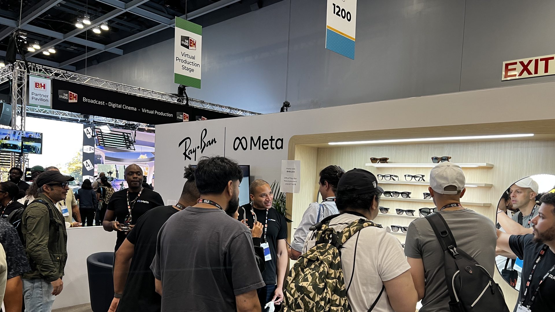 Ray-Ban Meta Gen 3 and Meta AI glasses on display at a Ray-Ban and Meta booth