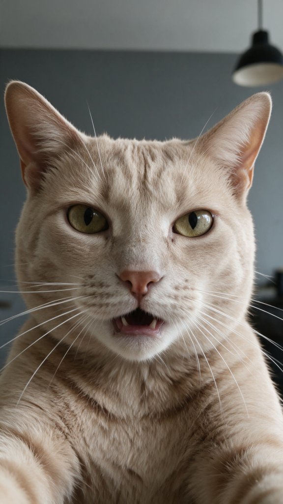 Close-up cat selfie