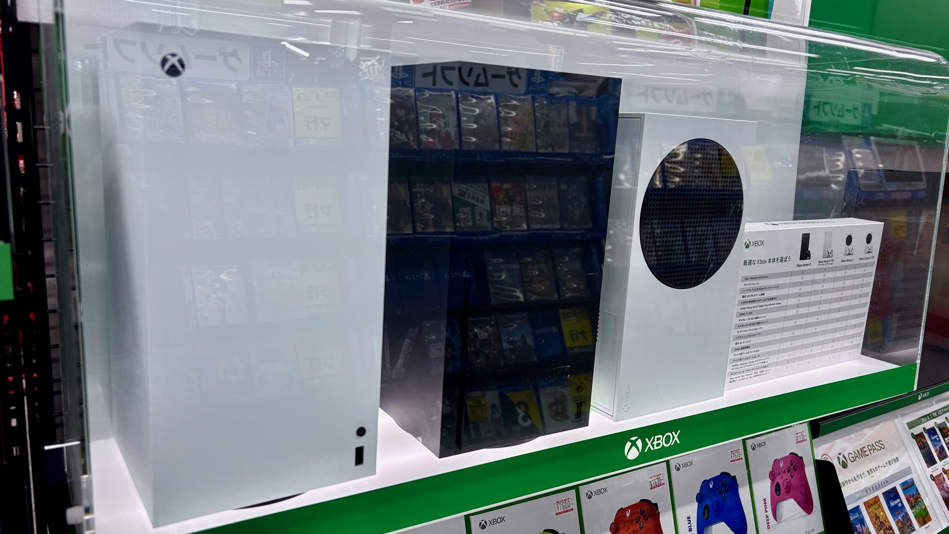 Brandon Stirrup Xbox AI comments: Xbox Series X and Series S consoles on a store shelf