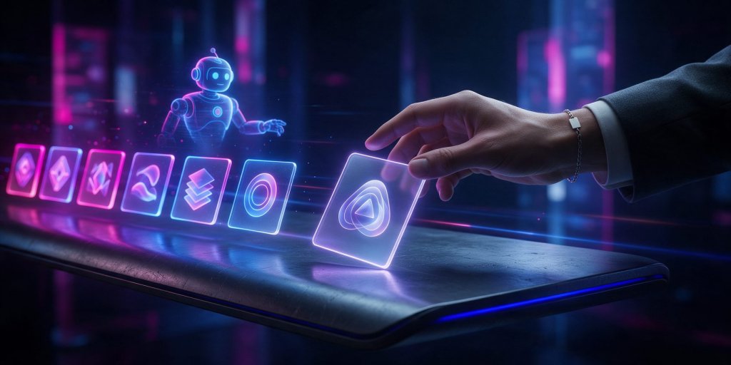 Capafy AI review: a hand places a glowing agent skill card on a marketplace shelf