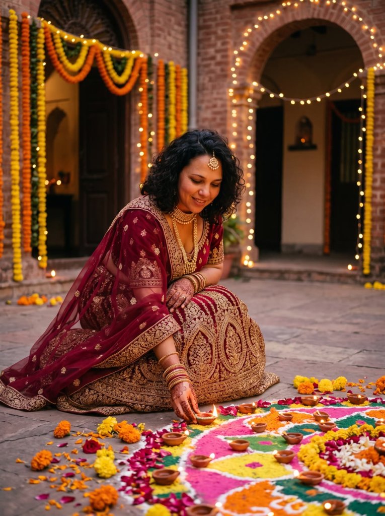 The lehenga rangoli portrait