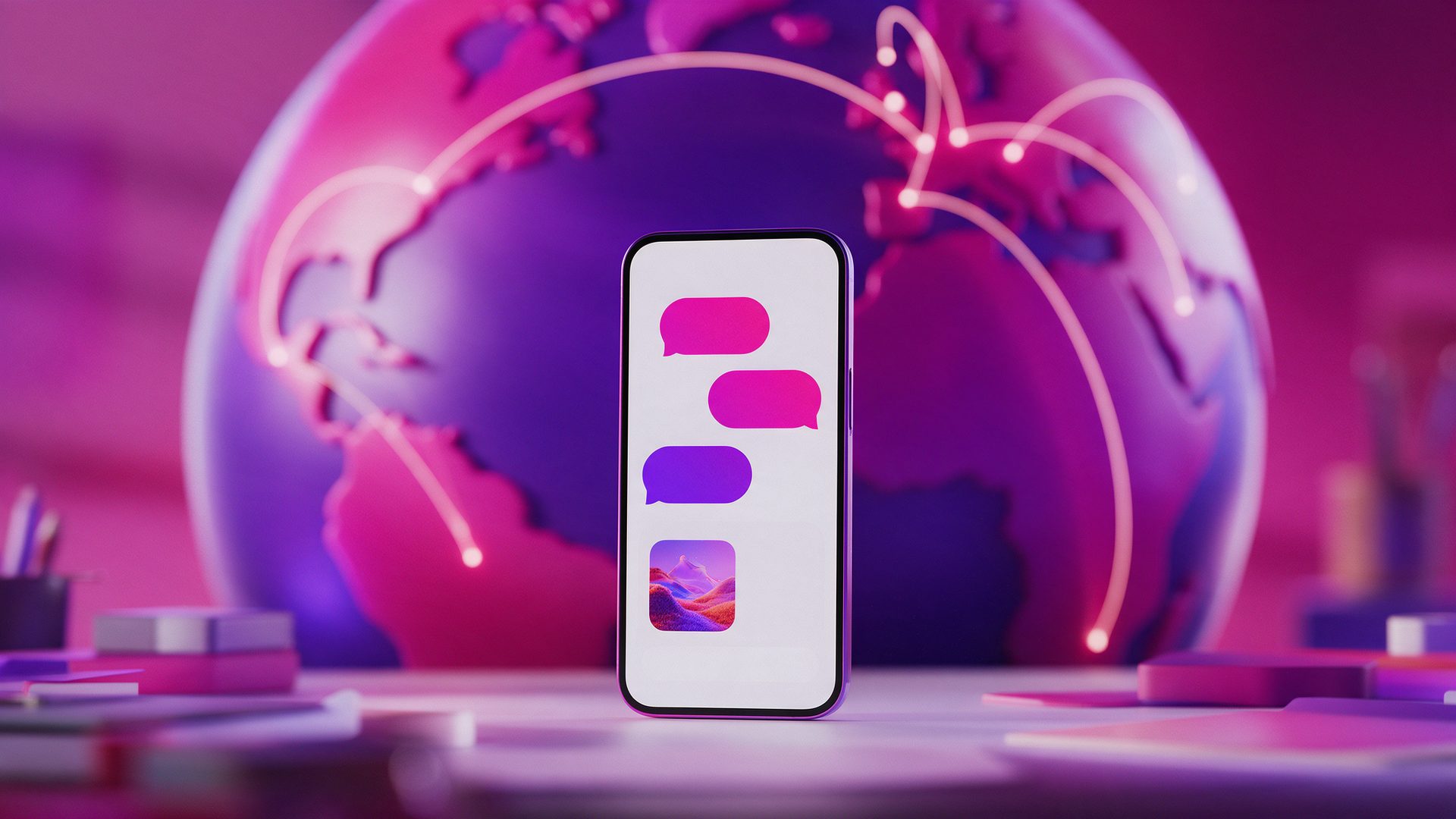 Dola AI review: a phone running an AI assistant in front of a globe