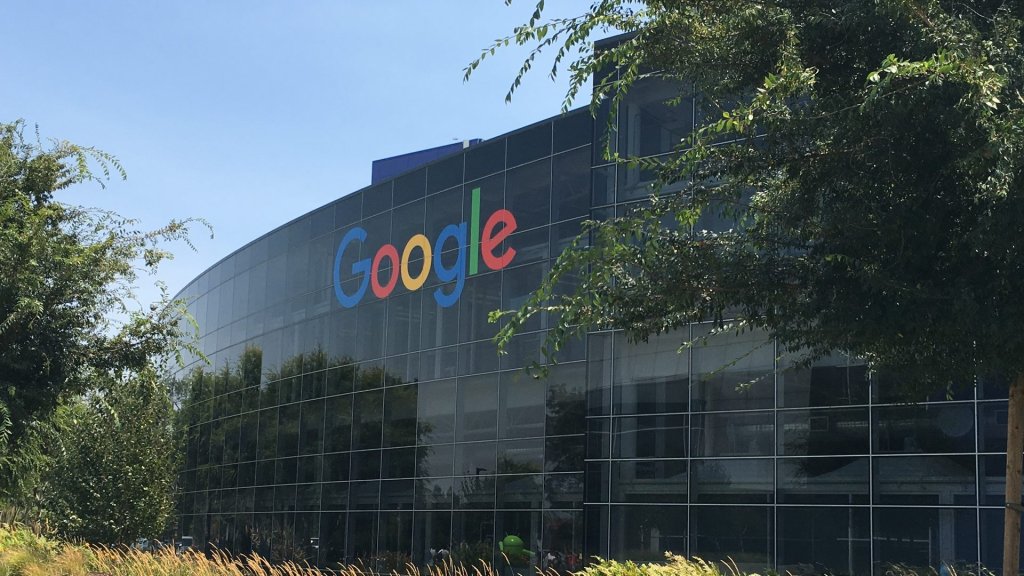 Gemini 4 Argon rollout: the Google logo on the glass facade of the Googleplex headquarters in Mountain View