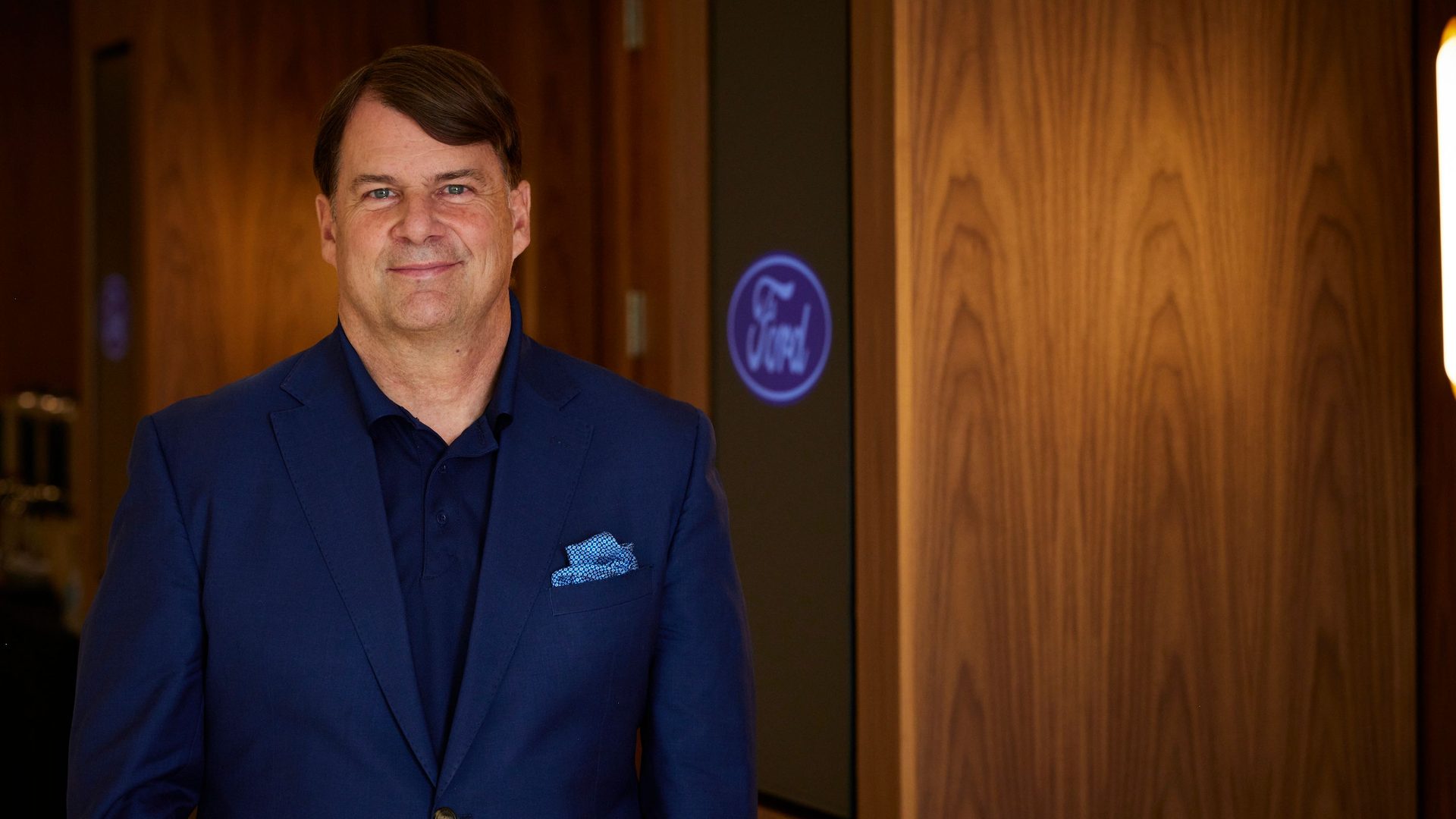 jim farley ford skilled trades ai: Ford CEO Jim Farley in a 2024 portrait at Ford