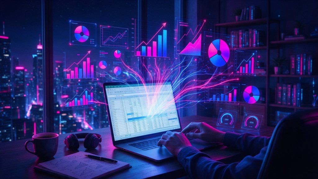 Julius AI review: analyst turning a spreadsheet into charts with an AI data analysis tool