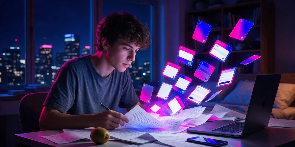 Kiwi AI review: student turning lecture notes into flashcards