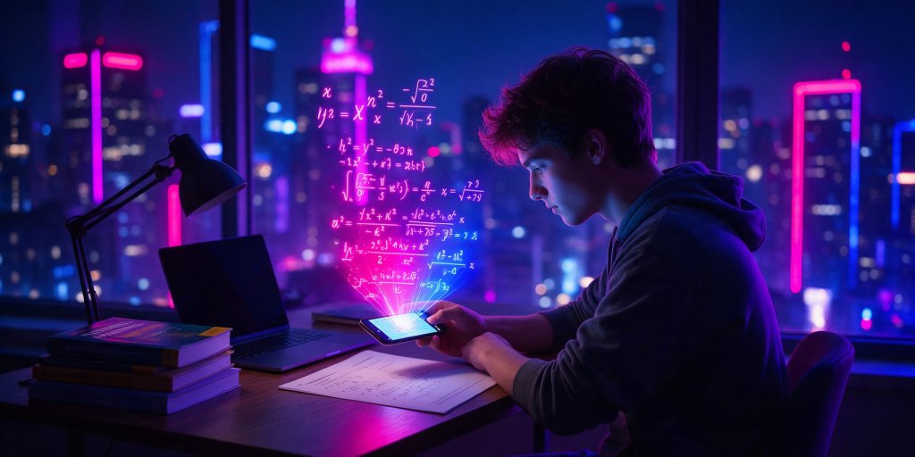 Solvely AI review: a student snapping a homework photo with step by step equations